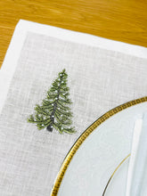 Load image into Gallery viewer, Christmas Tree Christmas Napkins | Christmas Wreath Embroidered Linen Napkins | Christmas Tablescape | Christmas gift - Hostess Gift