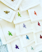 Load image into Gallery viewer, White Linen Napkin with Bee Embroidery