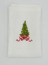 Load image into Gallery viewer, Christmas Tree Christmas Napkins | Christmas Wreath Embroidered Linen Napkins | Christmas Tablescape | Christmas gift - Hostess Gift