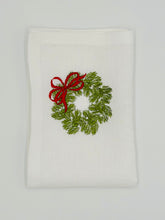Load image into Gallery viewer, Christmas Tree Christmas Napkins | Christmas Wreath Embroidered Linen Napkins | Christmas Tablescape | Christmas gift - Hostess Gift