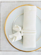 Load image into Gallery viewer, Handcrafted Linen Roses Napkin Rings for a Wedding Table.