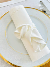 Load image into Gallery viewer, Handcrafted Linen Roses Napkin Rings for a Timeless Table.