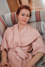 Load image into Gallery viewer, Linen Kimono Wrap Blouse, Rose