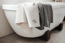 Load image into Gallery viewer, Give yourself or surprise a friend with a personalized, initial embroidered linen towel!
A delicate and soft waffle linen TOWEL is perfect for those with sensitive skin, for babies and children. Super absorbent, dries quickly and with a loop for easy hanging. Linen is naturally antimicrobial and allows for easy airflow ensuring your towels dry quicker and stay free of mildew, germs or unpleasant odors.