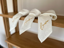 Load image into Gallery viewer, Linen napkin with custom name embroidery
