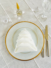 Load image into Gallery viewer, Pleated off white linen napkins — timeless, sustainable, and beautifully textured for your minimalist table setting. Their minimalist design suits neutral homes, eco-friendly interiors, and modern table decor beautifully.
