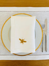 Load image into Gallery viewer, White Linen Napkin with Bee Embroidery
