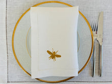 Load image into Gallery viewer, White Linen Napkin with Bee Embroidery

