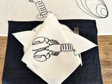 Load image into Gallery viewer, linen napkin with lobster embroidery
