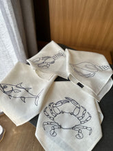 Load image into Gallery viewer, linen napkins with sea animals embroidery
