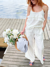 Load image into Gallery viewer, white wide linen pants Linenterritory
