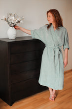Load image into Gallery viewer, green linen robe
