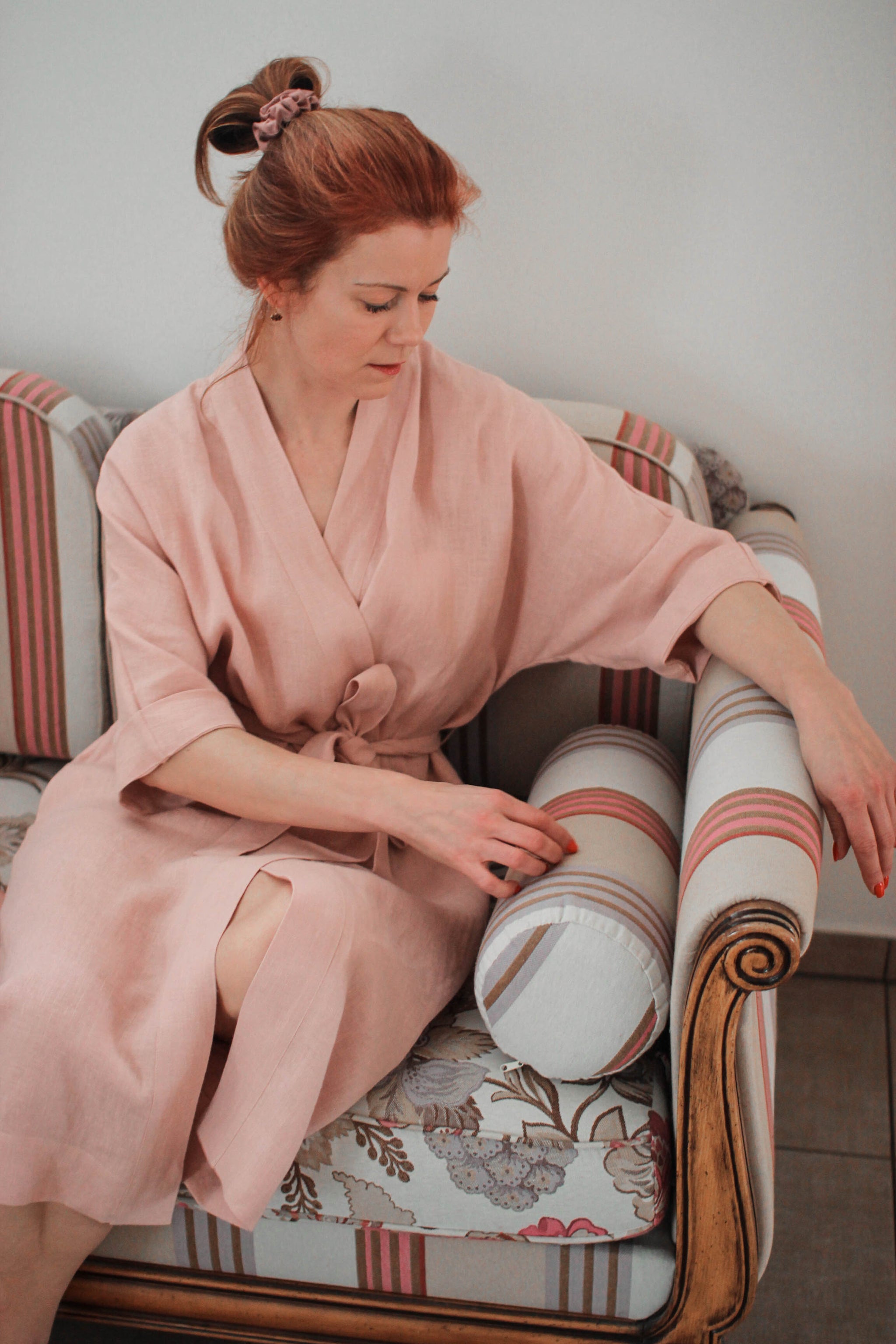Robe kimono rose on sale