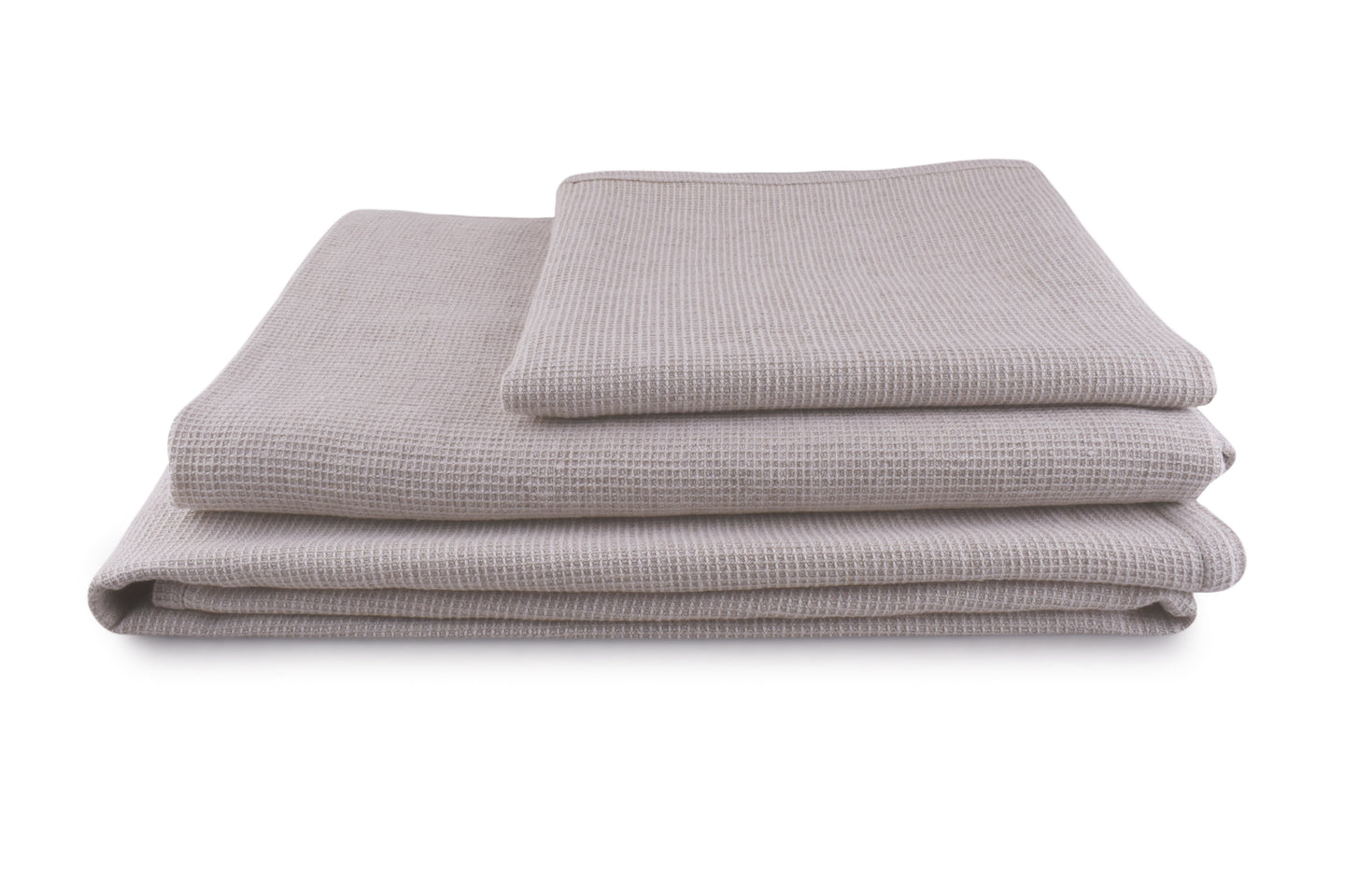 Small Waffle Linen Towels set of 3, Natural